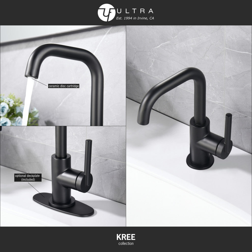 Ultra Faucets UF3070X Single Handle Bathroom Faucet, Matte Black