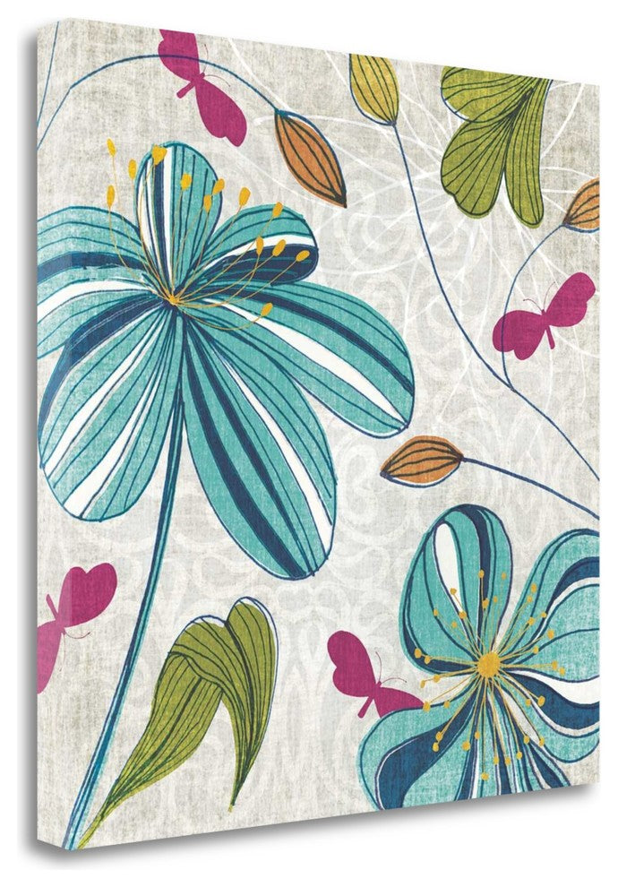 "Flowers And Butterflies" By Tandi Venter, Giclee Print on Gallery Wrap Canvas