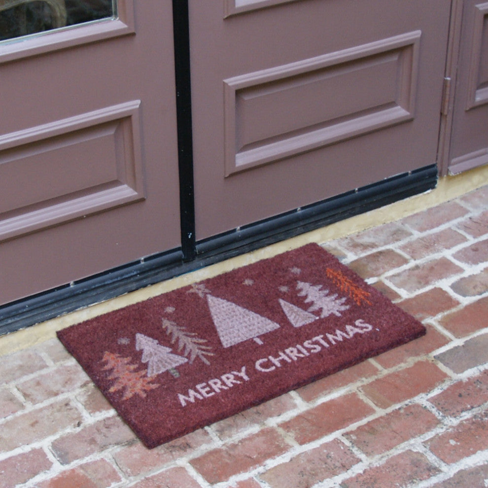 Rubber-Cal "Oh, Christmas Tree!" Red Christmas Welcome Mat 15mm X 18" X 30"