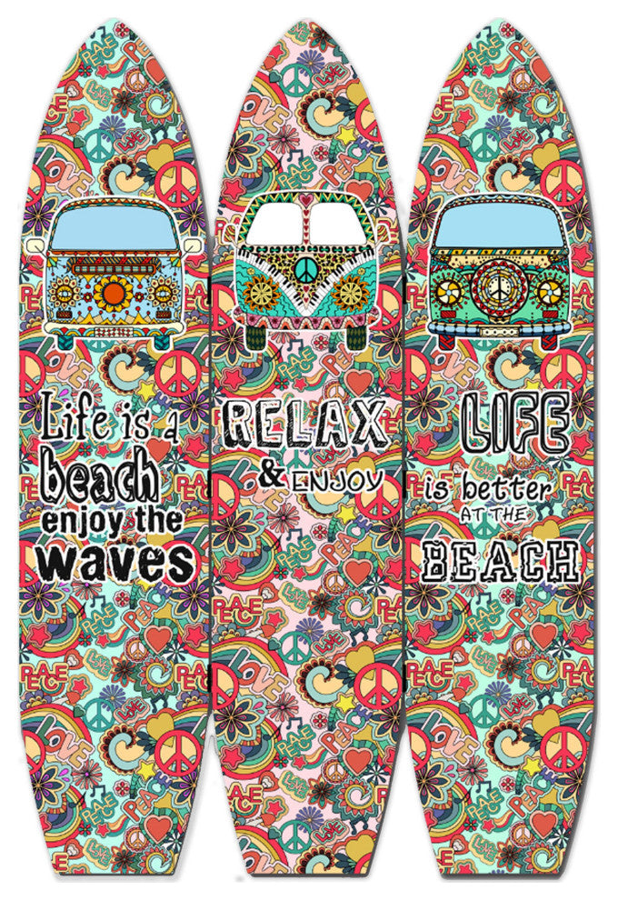 47 X 1 X 71 Multicolor Vintage Wood Surfboard  Screen