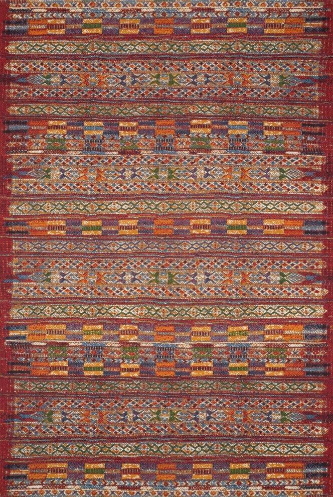 Mika In/out Area Rug by Loloi, Red / Multi, 5'3"x7'8"