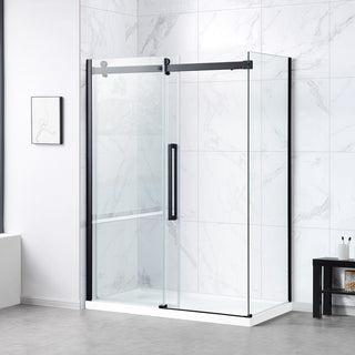Bel Soft-Close Matte Black 60" Frameless Sliding Soft Close Shower Door