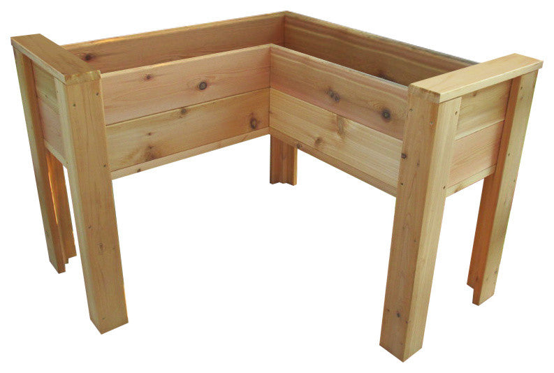 L-Shaped Cedar Elevated Patio Planter