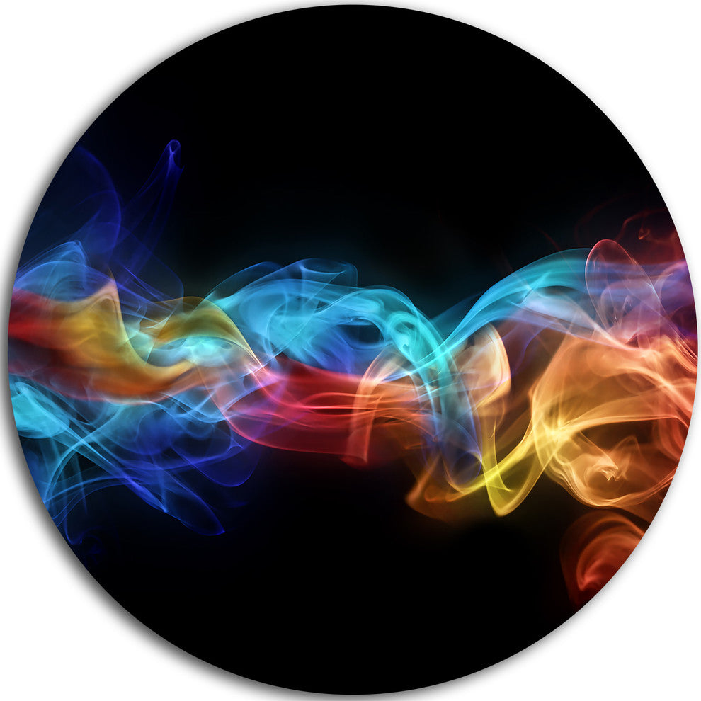 Fire In Colors, Abstract Digital Art Round Metal Wall Art, 11"