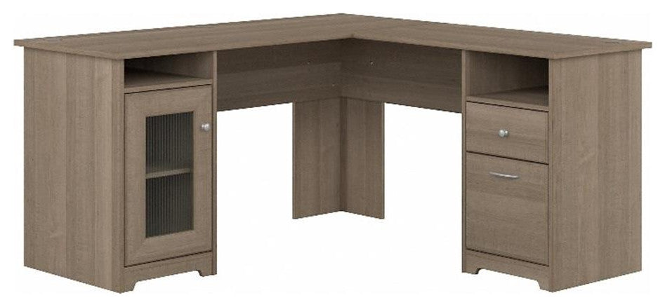 Bush Furniture Cabot 60W L Shaped Computer Desk in Ash Gray