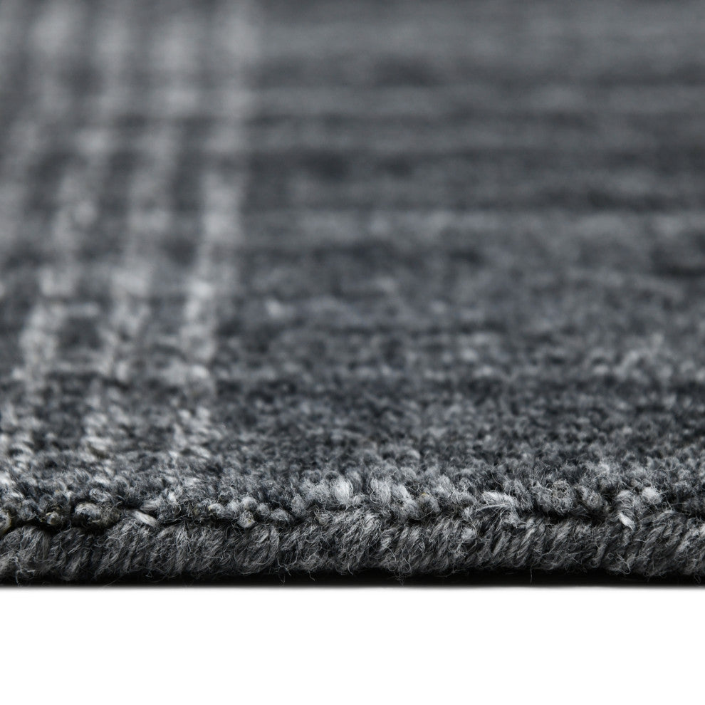 Bence Transitional Hand-Woven Wool Blend Area Rug, Dark Gray, 2'x3'