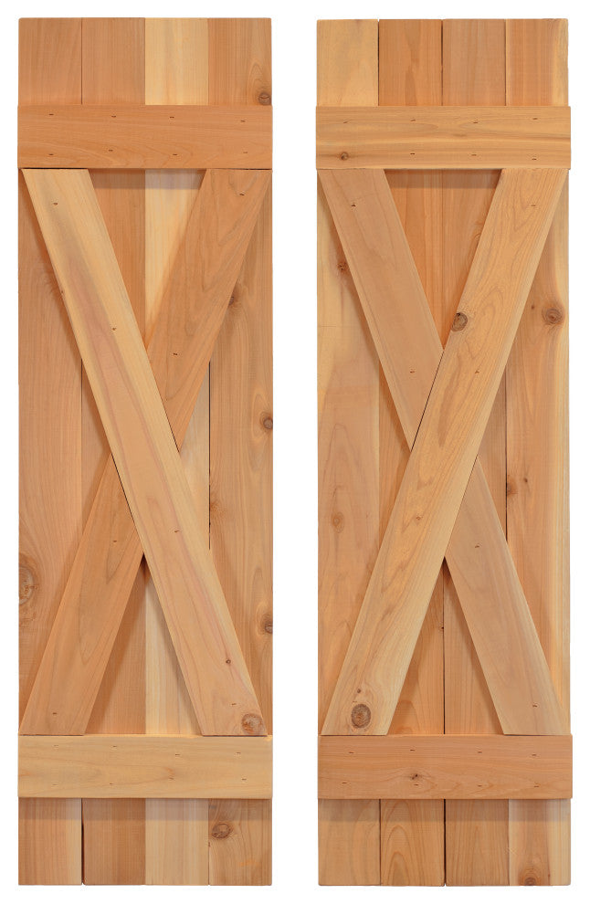 X Board and Batten Exterior Shutters Pair, Dirty Blonde, 42"