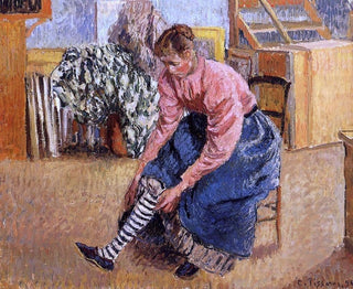 Camille Pissarro Woman Putting on Her Stockings Wall Decal Print