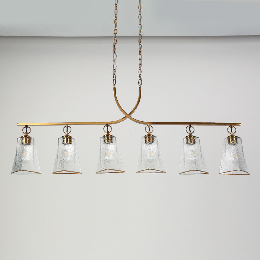 LNC Sduiaor 6-Light 55" Modern Linear LED Kitchen Island Light, Gold