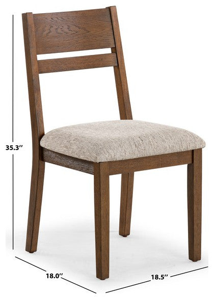 Safavieh Couture Bellalexa Wood Dining Chair, Medium Oak/Light Grey