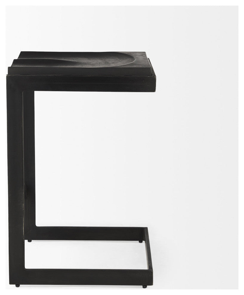 26" Black Cheeky Wood and Metal Counter Stool
