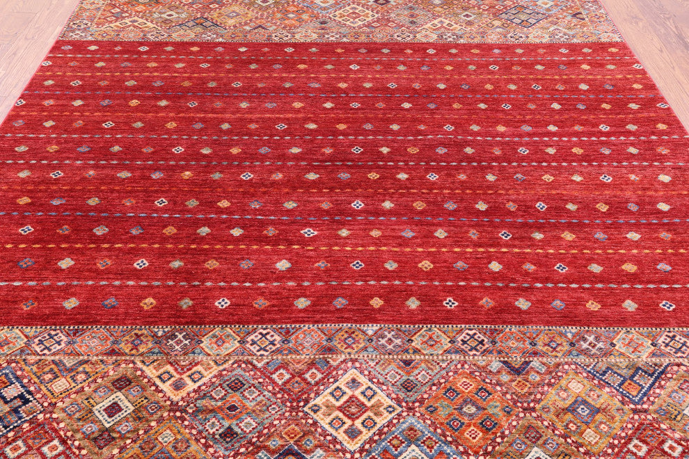 8' 2" X 11' 6" Khorjin Super Kazak Hand-Knotted Rug Q10743