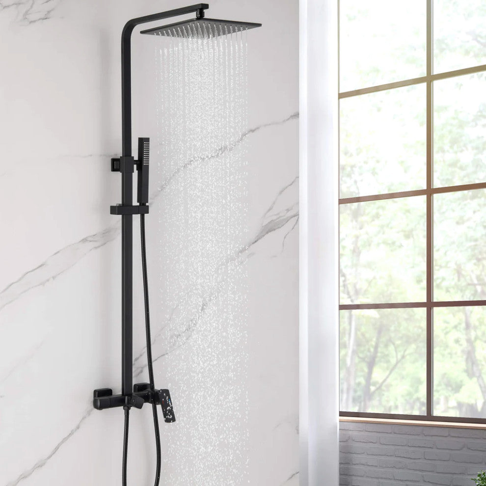 Rain Shower System with Tub Spout and High Pressure 10" Rain Shower Head