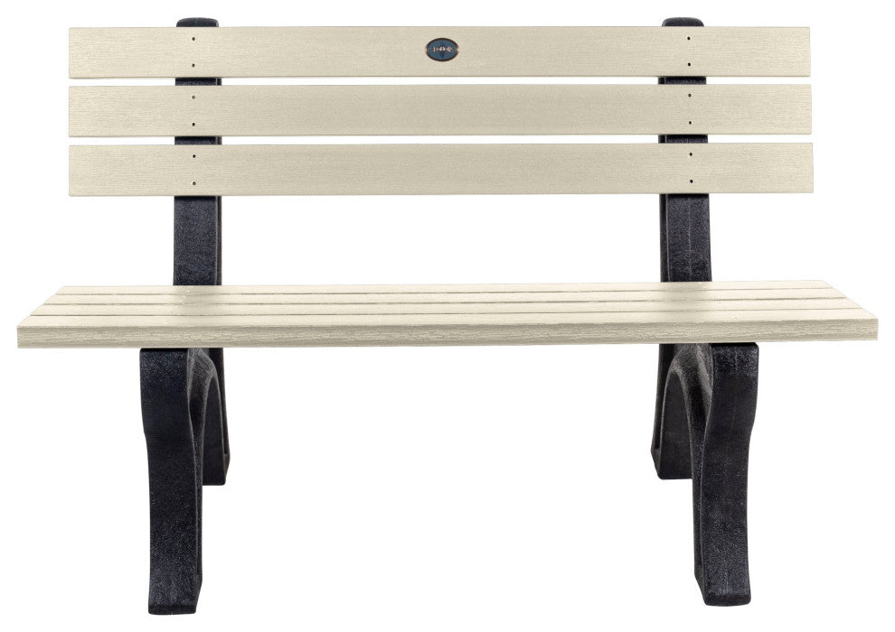 Aurora Traditional 4' Park Bench, Weathered Acorn, Whitewash