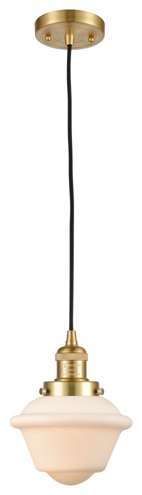 Small Oxford 1 Light Mini Pendant, Satin Gold, Matte White