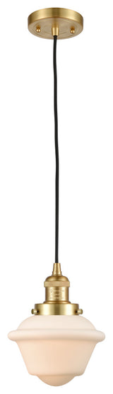 Small Oxford 1 Light Mini Pendant, Satin Gold, Matte White