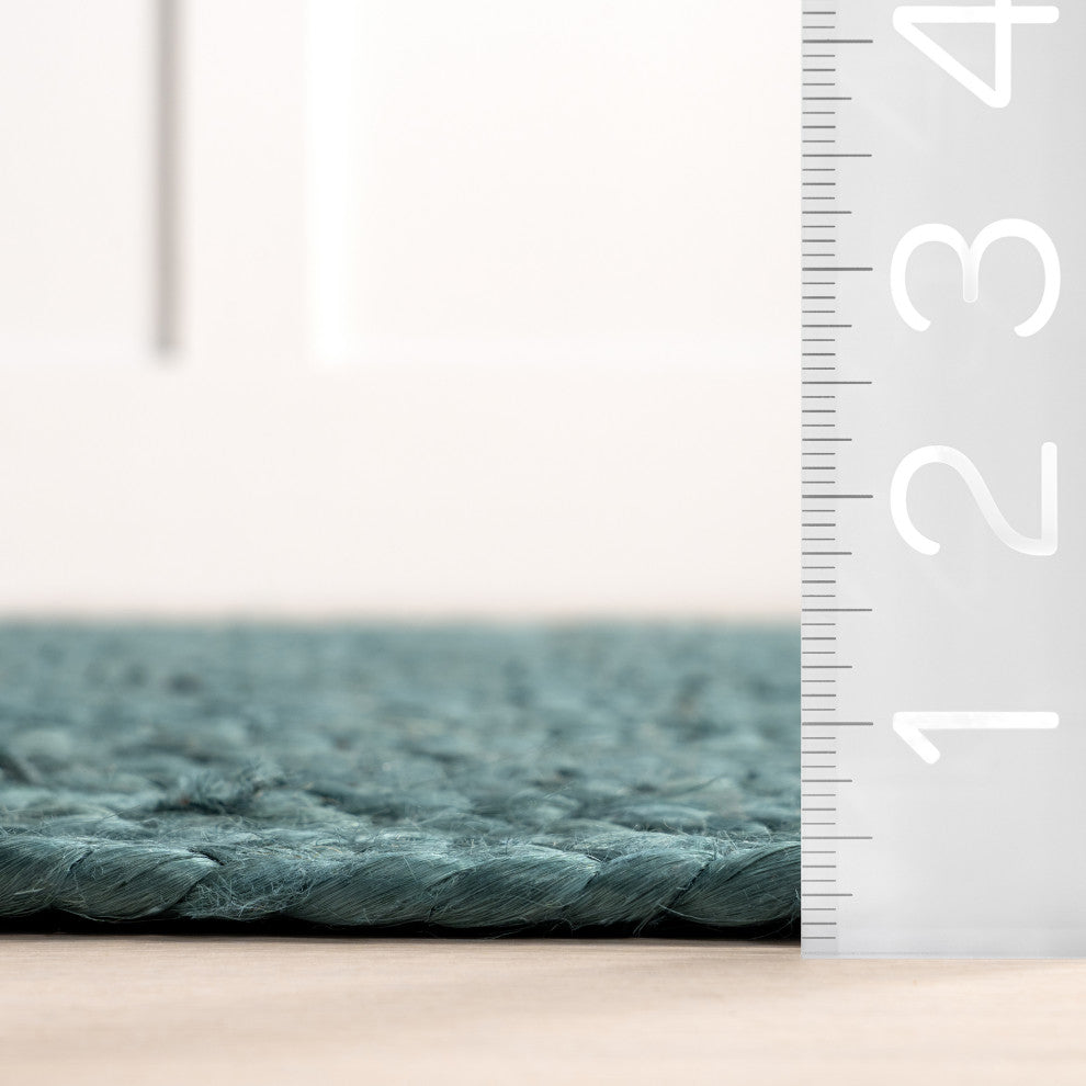 Nuloom Rigo Hand Woven Farmhouse Jute Rug, Hunter Green 8' x 10'