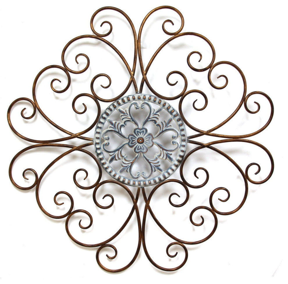 HomeRoots Elegant Scroll Medallion Metal Wall Decor