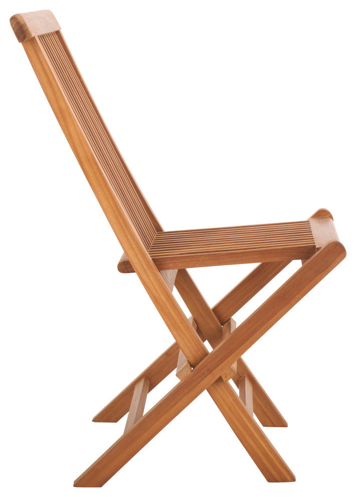 Safavieh Indoor-Outdoor Holly Solid Teak Folding Chair, Set of 2, Natural