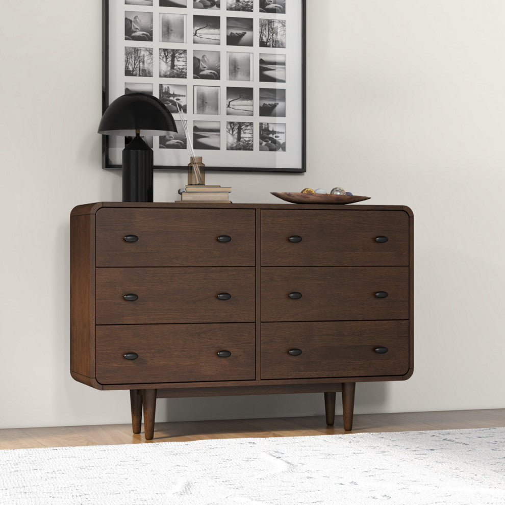 Stein Mid-Century Modern Solid Wood Bedroom Dressers, 6-Drawer