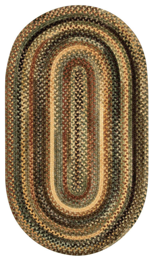 Capel Eaton Green 0442_200 Braided Rugs - 27" X 48" Oval