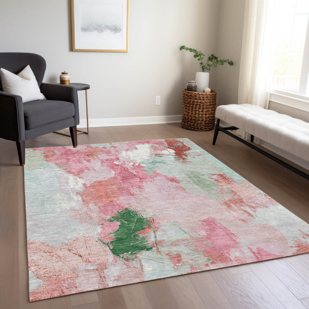 Machine Washable Indoor/Outdoor Chantille ACN1914 Blush 3' x 5' Rug