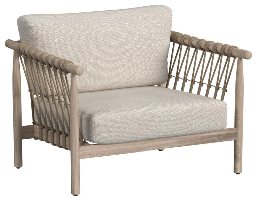 Leo Teak Wood Outdoor Accent Chair, Taupe