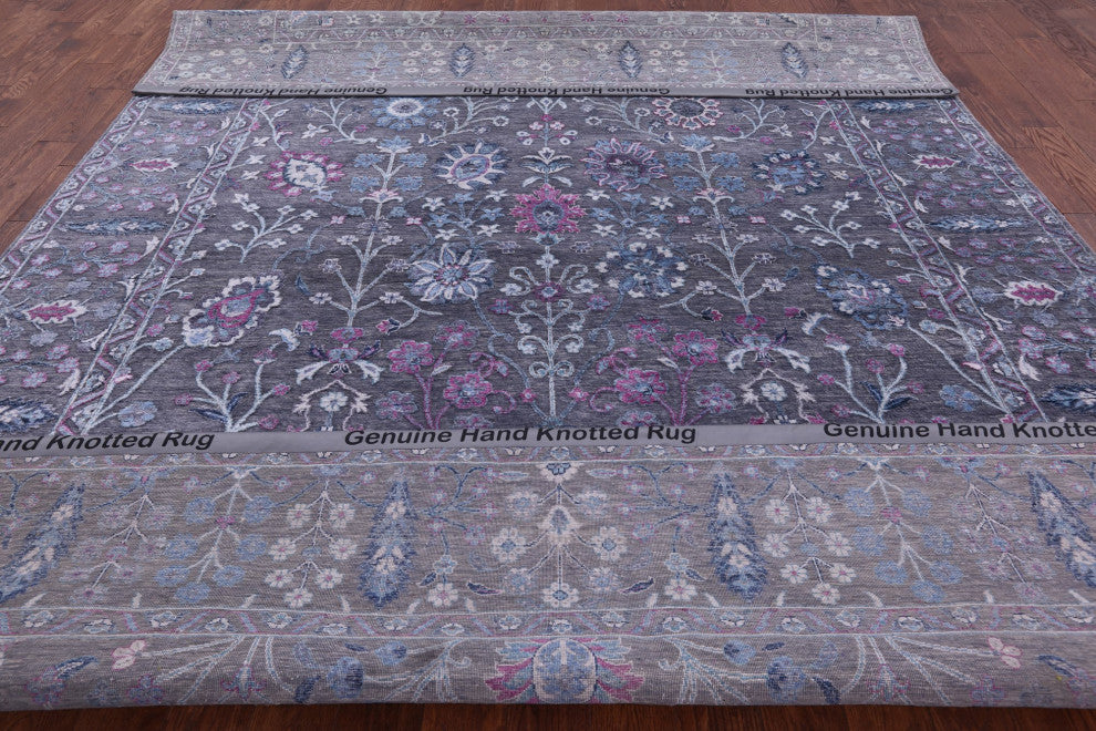 Hand Knotted Wool and Silk Persian Rug 9' 0" X 12' 3" Q8569