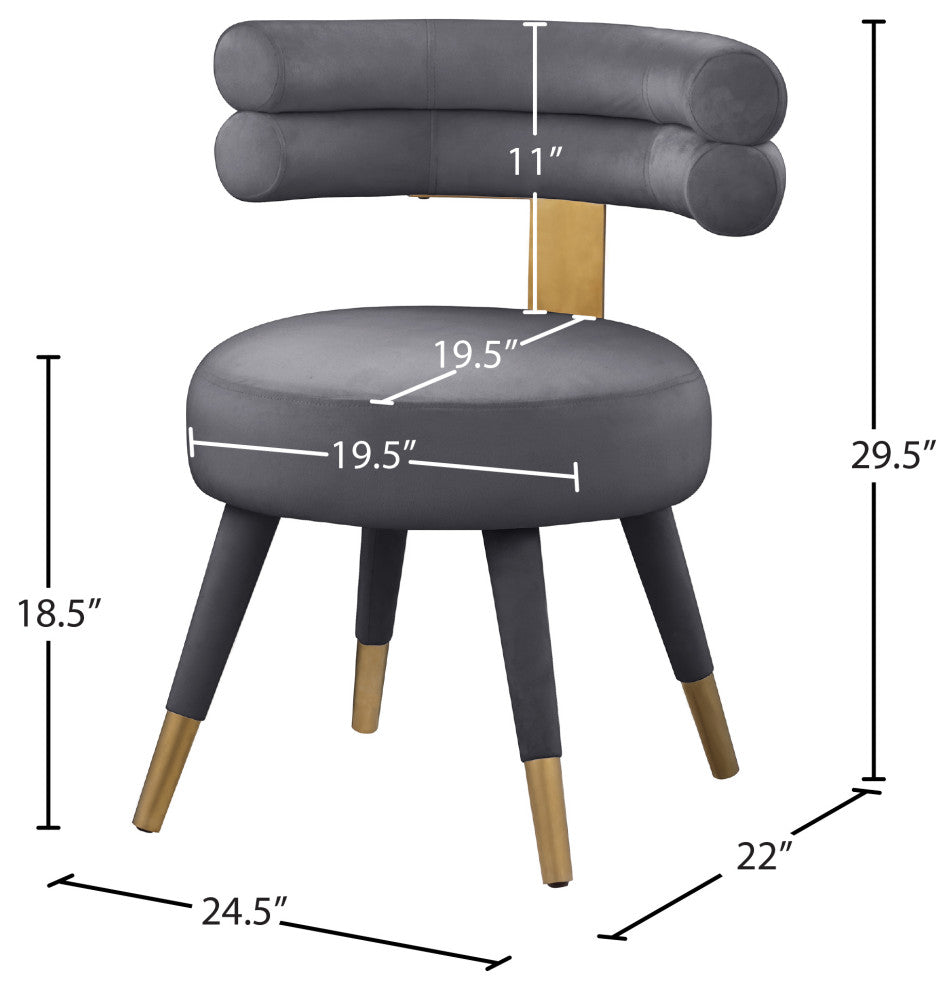 Fitzroy Velvet Upholstered Dining Chair (Set of 2), Gray