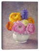 Multicolor Ranunculus Flowers in Vase, Floral Canvas Art Print, 12"x20"