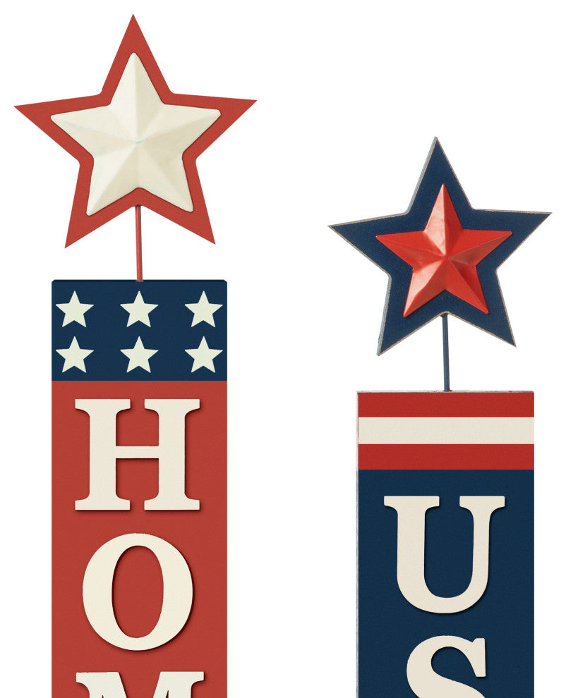 2-Piece Wooden Patriotic/Americana Firecracker Table Sign Set