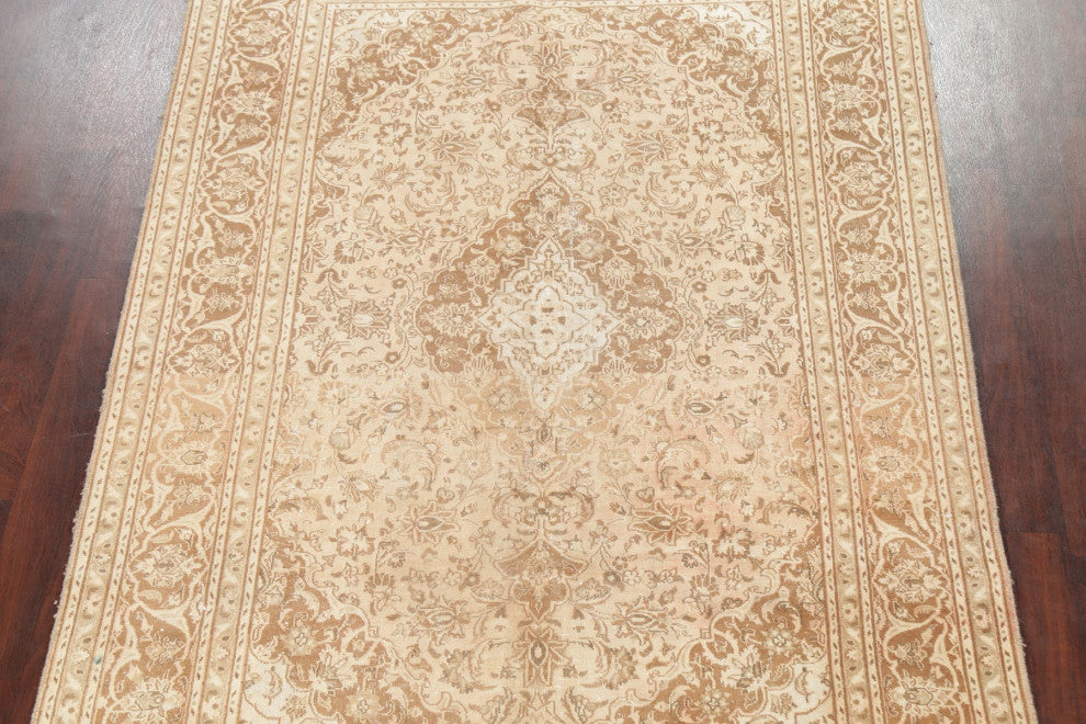 Consigned, Vintage-Style Faded Persian Traditional Handmade Area Rug, Brown, 6x9