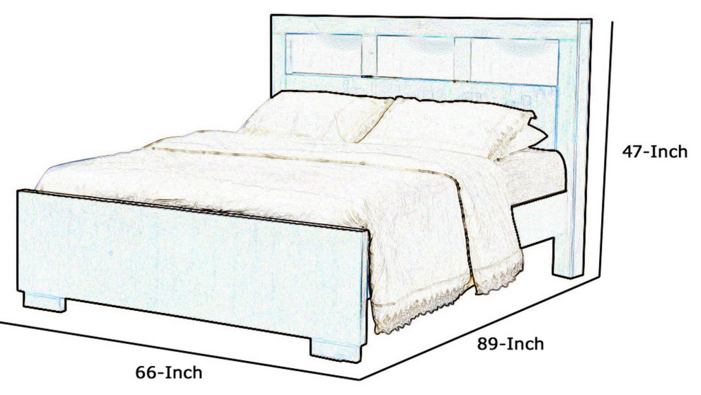 Benzara BM215959 3 Open Bookcase Queen King Size Bed With Soft Light, Brown