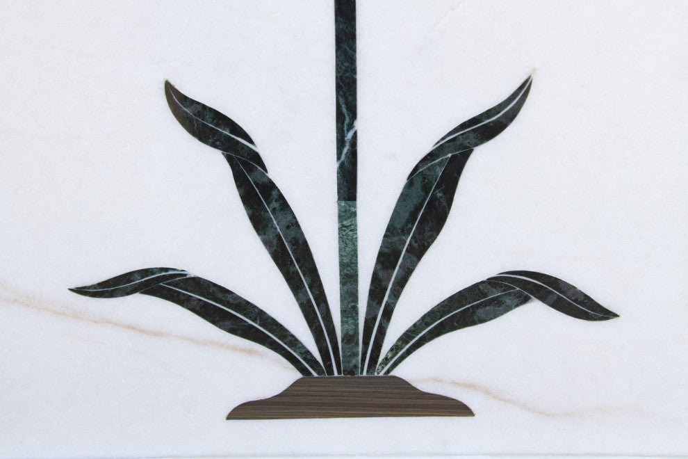 Precious Botanical Inlay Marble Panel