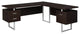 Modern Desk, Spacious L-Shaped Design With Floating Top & Drawers, Espresso