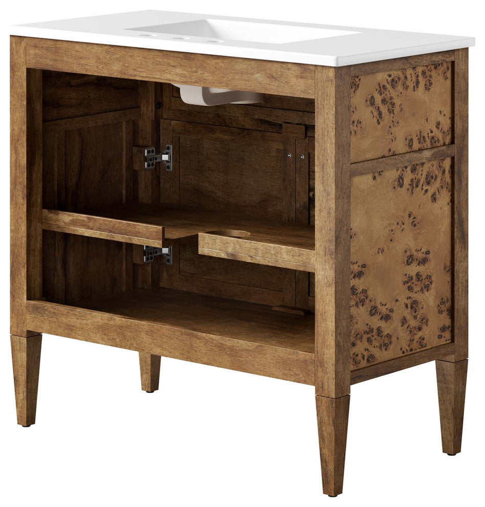 Elysian 36" Wood Bathroom Vanity - White Brown