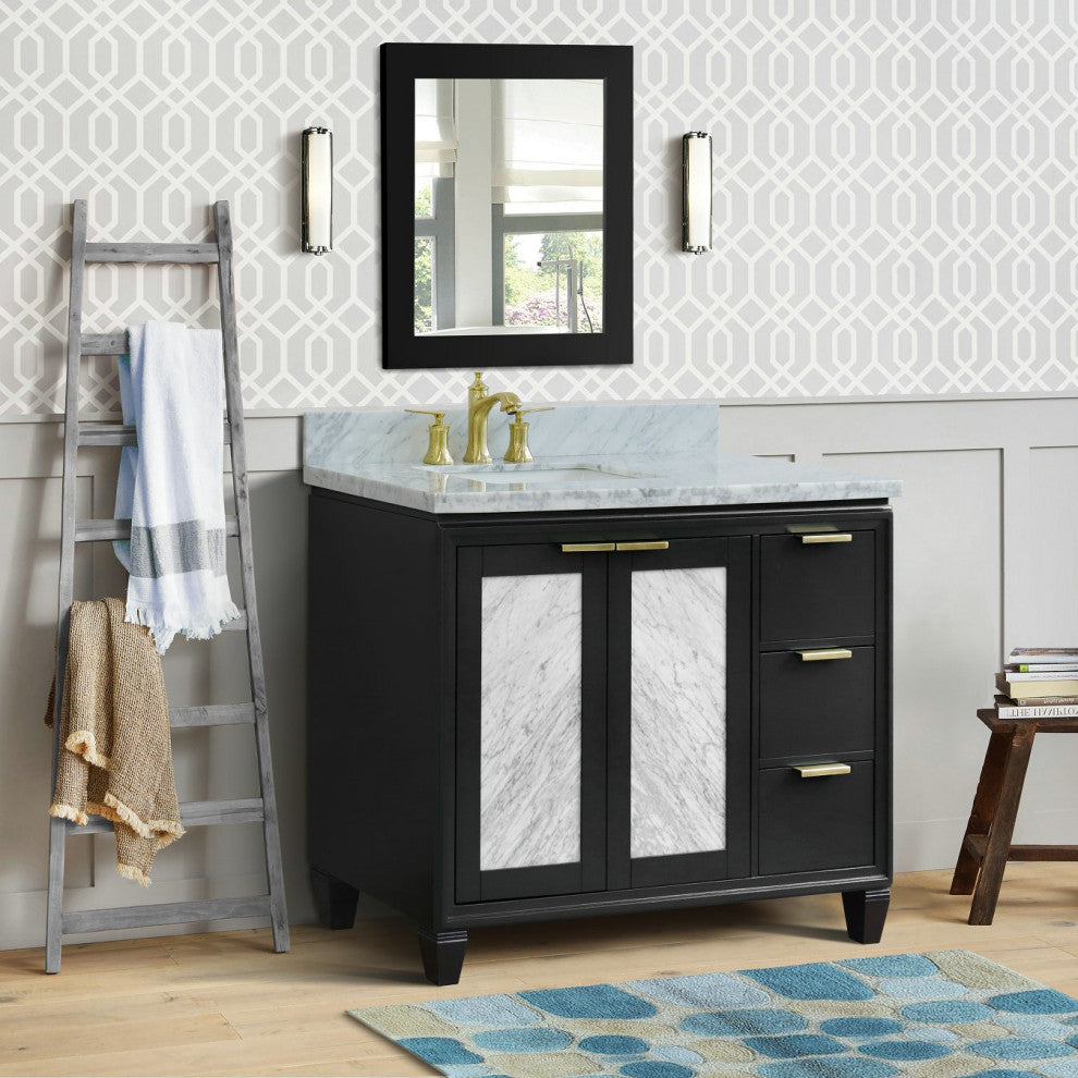 43" Single Vanity, Dark Gray Finish With White Carrara