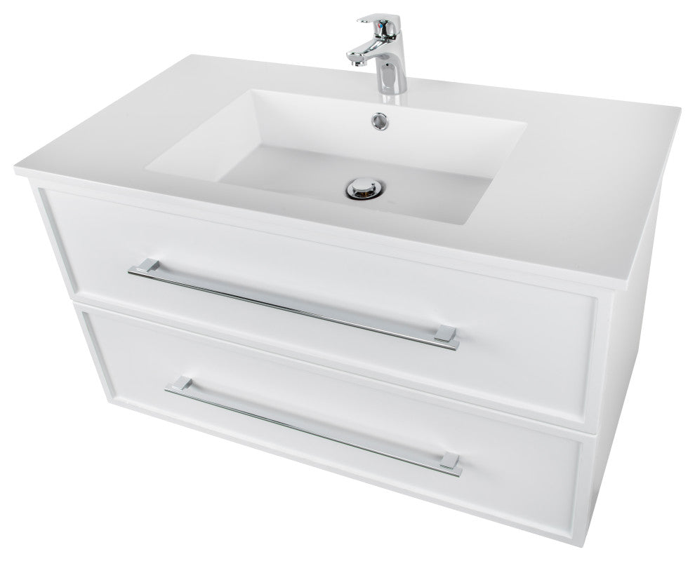 Milano Wall Hung Vanity, White, 36"