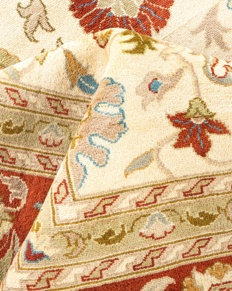 Unnao, One-of-a-Kind Hand-Knotted Area Rug Ivory, 9'1"x12'3"