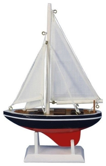 Wooden American Sailer Model Sailboat Decoration, 9"