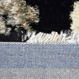 Hand Tufted Shag Polyester Area Rug Contemporary Black Beige, [Rectangle] 4'x6'