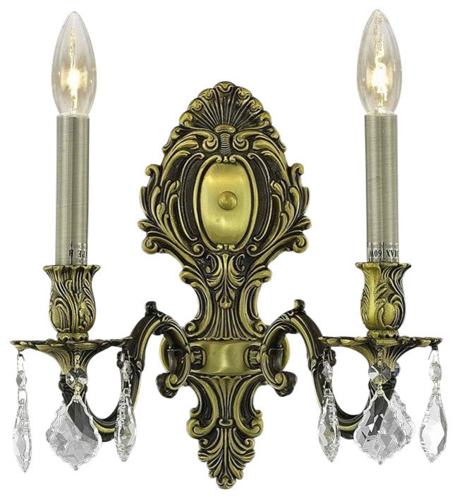 Elegant Monarch Wall Sconce, Antique Bronze Finish With Royal Cut Crystal