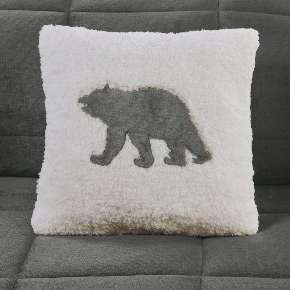 Woolrich Alton Plush to Sherpa Winter Comforter Set, Grey, King