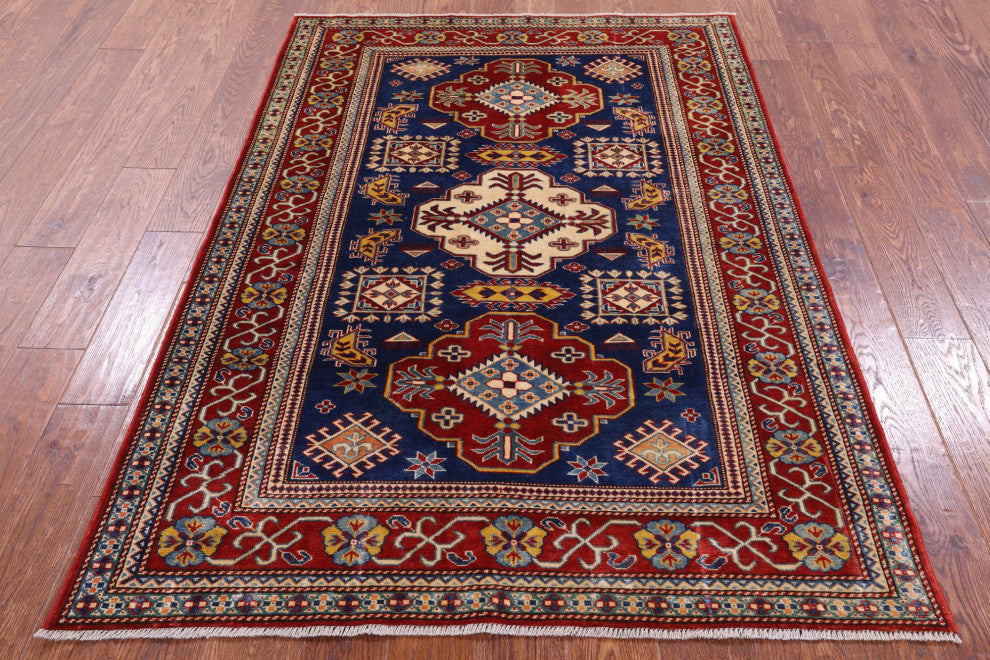 Geometric Super Kazak Handmade Rug 4' 2" X 6' 1" Q10921