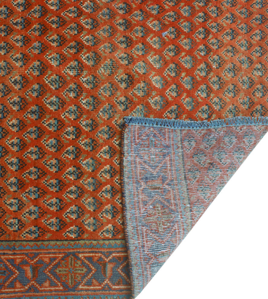 Vintage Distressed Camila Red/Navy Runner, 3'9x9'0