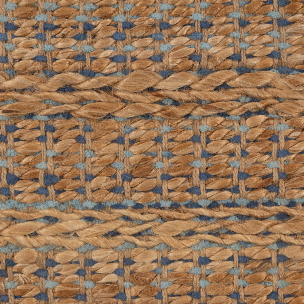 8" x 10" Tan and Navy Braided Jute Area Rug