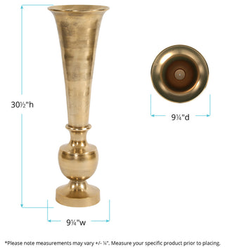Howard Elliott Oversized Flared Gold Aluminum Vase, Small