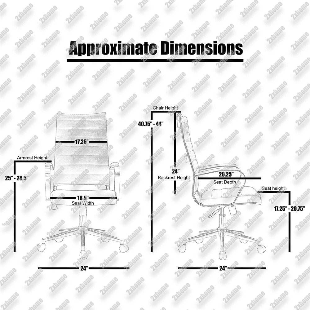 Ergonomic High Back Swivel Boss Ribbed PU Leather Office Chair Modern, Gray