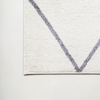 Cole Minimalist Diamond Trellis White/Gray 5' Round Area Rug