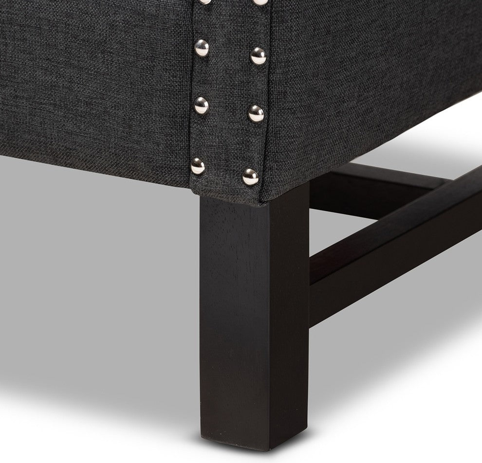 Charrette Transitional Gray Fabric Upholstered Button Tufted Armchair